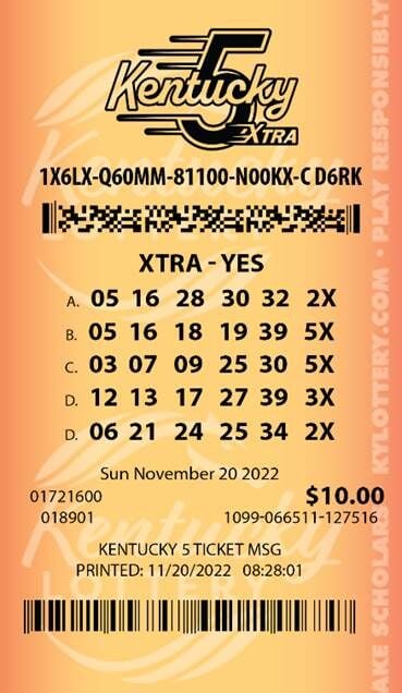 Kentucky 5 sample ticket